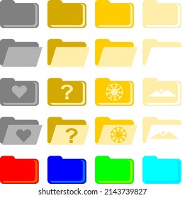 Vector icon for folder with various color and pictures
