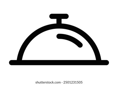 Vektorsymbol eines Essensdeckels mit einem einfachen, sauberen Design in Schwarz, ideal für Restaurant-, Speisen- oder Catering-Themen. Bearbeitbarer Strich.
