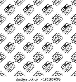 Vector icon, food illustration, square shape burger with cutlet, pattern