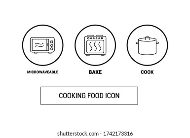 Vector icon. Food preparation symbols. Image to line.