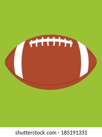 A vector icon of a football set against a green field background