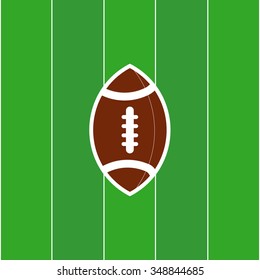 A vector icon of a football set against a green field background