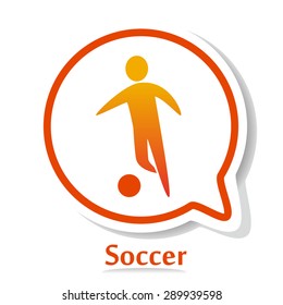 vector icon with football, soccer player silhouette with ball