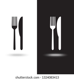 Vector icon fork with a knife on black and white background