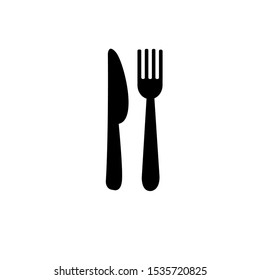 Vector icon of fork and knife tool for eating