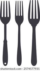 Vector icon fork silhouette, Cutlery icon art, Fork icon set in flat style, Vector illustration