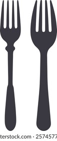 Vector icon fork silhouette, Cutlery icon art, Fork icon set in flat style, Vector illustration