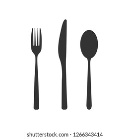 Vector icon Fork, Spoon, and 
Table-knife. Set for dinner. Isolated on white.