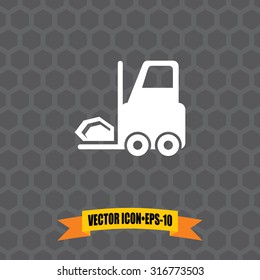 Vector Icon of Forklift on Dark Gray Background. Eps.10.