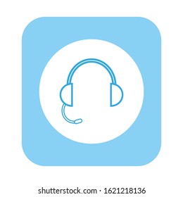 vector icon, in the form of headphones with microphone