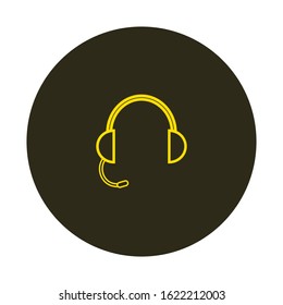vector icon, in the form of headphones with microphone