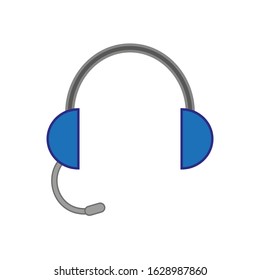 vector icon, in the form of headphones with microphone