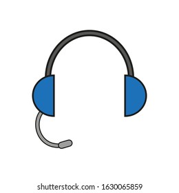 vector icon, in the form of headphones with microphone