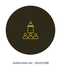 vector icon with form of man giving lecture