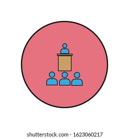 vector icon with form of man giving lecture