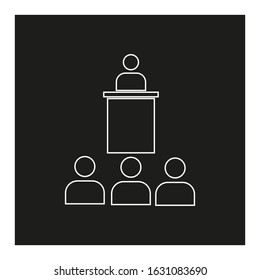 vector icon with form of man giving lecture
