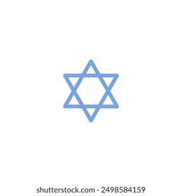 Vector icon in the form of a six-pointed star. The design is made in the form of a hexagram and represents elements of Jewish culture and including religion.