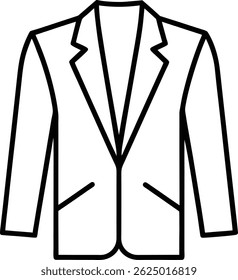 vector icon of a formal suit jacket in black line art