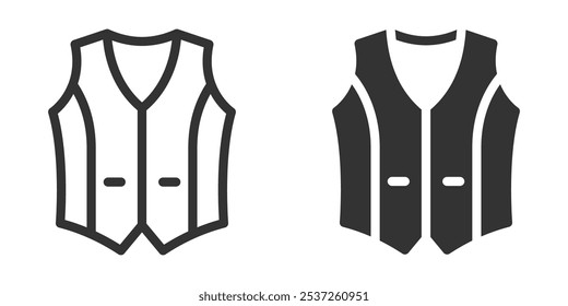 Vector icon of a formal vest with two pockets, ideal for representing clothing, fashion, or business attire.