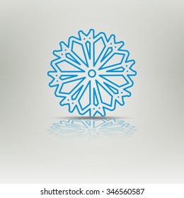 Vector icon forming snowflake. Background for winter and christmas theme. New Years clipart of Snowflake shadow blue color. Season illustration for holidays, card, flyer