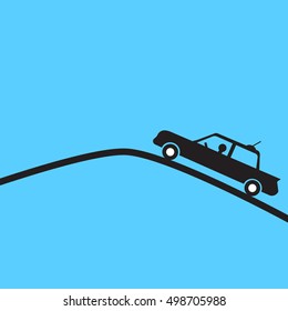 Vector icon of four wheel drive car moving up hill
