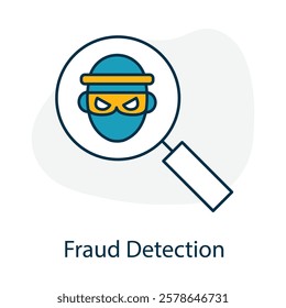 Vector icon for fraud detection in e-commerce systems. Depicts data security, risk management, and transaction monitoring.