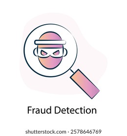 Vector icon for fraud detection in e-commerce systems. Depicts data security, risk management, and transaction monitoring.