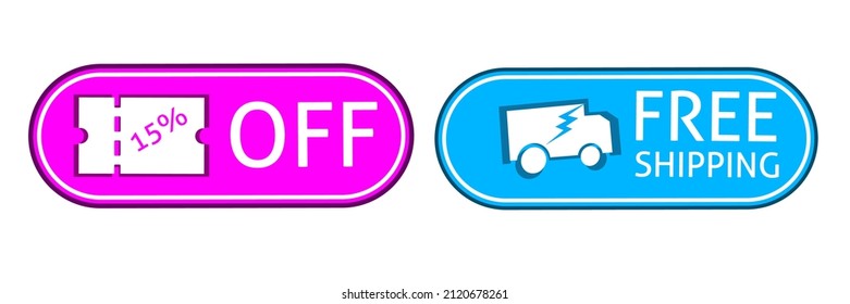 vector icon, Free shipping and discount service logo badge.