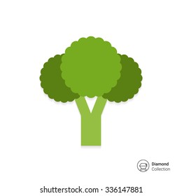 Vector icon of fresh green broccoli curd