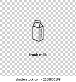 Vector Icon Of Fresh Milk. Vector Illustration In Dark Color And Transparent Background (png)