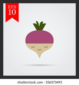 Vector icon of fresh radish with green sprouts