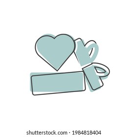 Vector icon friendship and love. Box with gift and heart  on white isolated background.