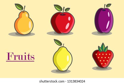 vector icon fruits set