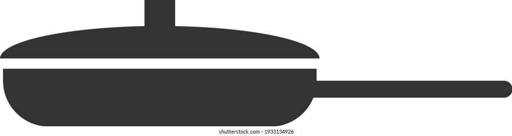 Vector icon of a frying pan with a lid for cooking. Black illustration isolated on a white background for graphics and web design.