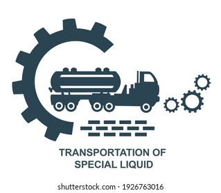 Vector icon of the fuel tanker logo. Construction and special equipment.