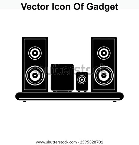 Vector Icon Of Gadget Black Speaker System Home Theater Audio Equipment