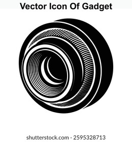 Vector Icon Of Gadget Black and White Camera Lens Illustration Graphic Design Element