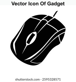 Vector Icon Of Gadget Black Wireless Computer Mouse Device