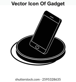 Vector Icon of Gadget on Wireless Charging Pad Smartphone Technology