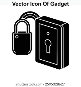 Vector Icon of Gadget with Padlock and Keyhole for Security System