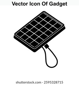 Vector Icon of Gadget Portable Solar Panel Charger for Electronic Devices