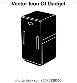 Vector Icon Of Gadget Refrigerator Appliance Black Silhouette Illustration