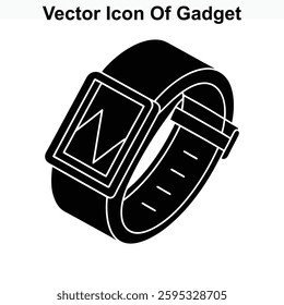 Vector Icon of Gadget Smartwatch Technology Device Wristband Wearable Electronic Accessory Digital Timepiece Modern Clock Fitness Tracker Health Monitor