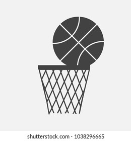 Vector icon game of basketball. The ball flies into the basket