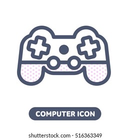 Vector icon game pad joystick in line style. Computer, network and mobile devices. Network connections. Advertisements, signs, stickers, web banners, web sites. Isolated on a white background