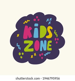 Vector icon of the Game Zone. Logo in colored letters in doodle style. For the banner of the playground, children's playground. Vector illustration