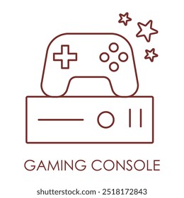 Vector icon for gaming console. Depicts a video game console with a controller, designed for home gaming entertainment.