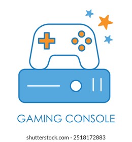 Vector icon for gaming console. Depicts a video game console with a controller, designed for home gaming entertainment.