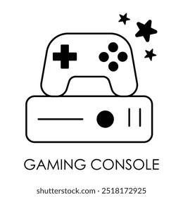 Vector icon for gaming console. Depicts a video game console with a controller, designed for home gaming entertainment.