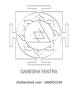 Vector icon with Ganesha Yantra Hinduism symbol
